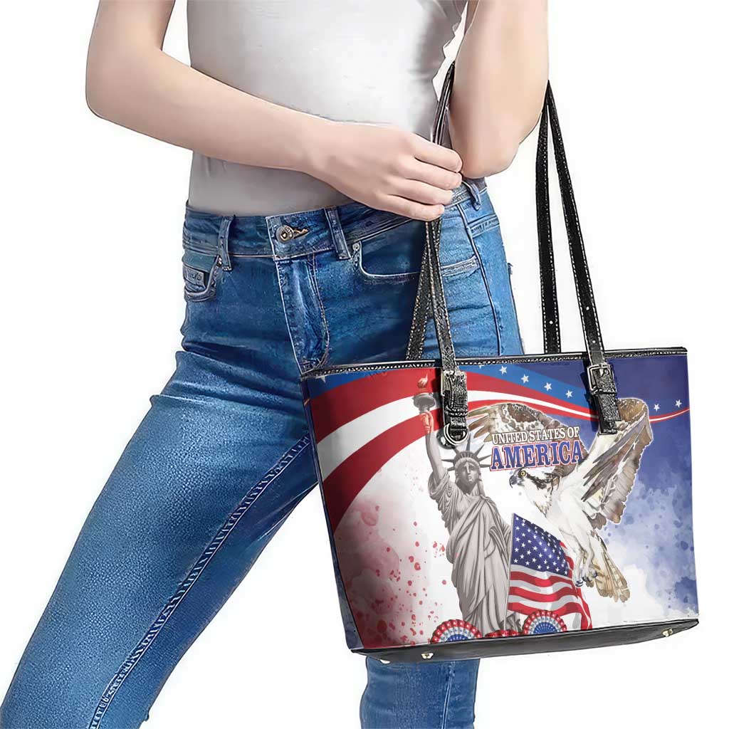 United States 4th Of July Leather Tote Bag USA Osprey 250 Years Of Freedom