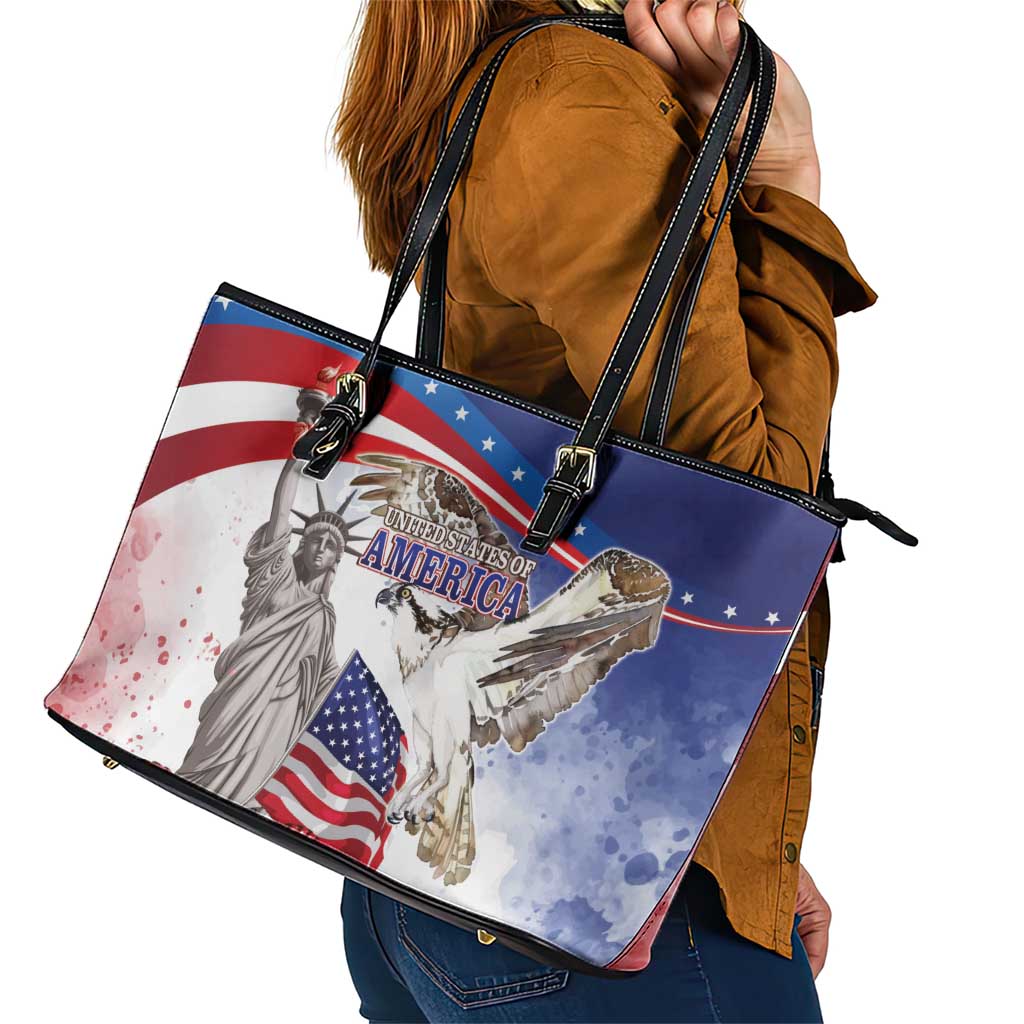 United States 4th Of July Leather Tote Bag USA Osprey 250 Years Of Freedom