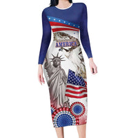United States 4th Of July Long Sleeve Bodycon Dress USA Osprey 250 Years Of Freedom