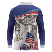 United States 4th Of July Long Sleeve Polo Shirt USA Osprey 250 Years Of Freedom