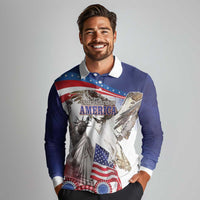 United States 4th Of July Long Sleeve Polo Shirt USA Osprey 250 Years Of Freedom
