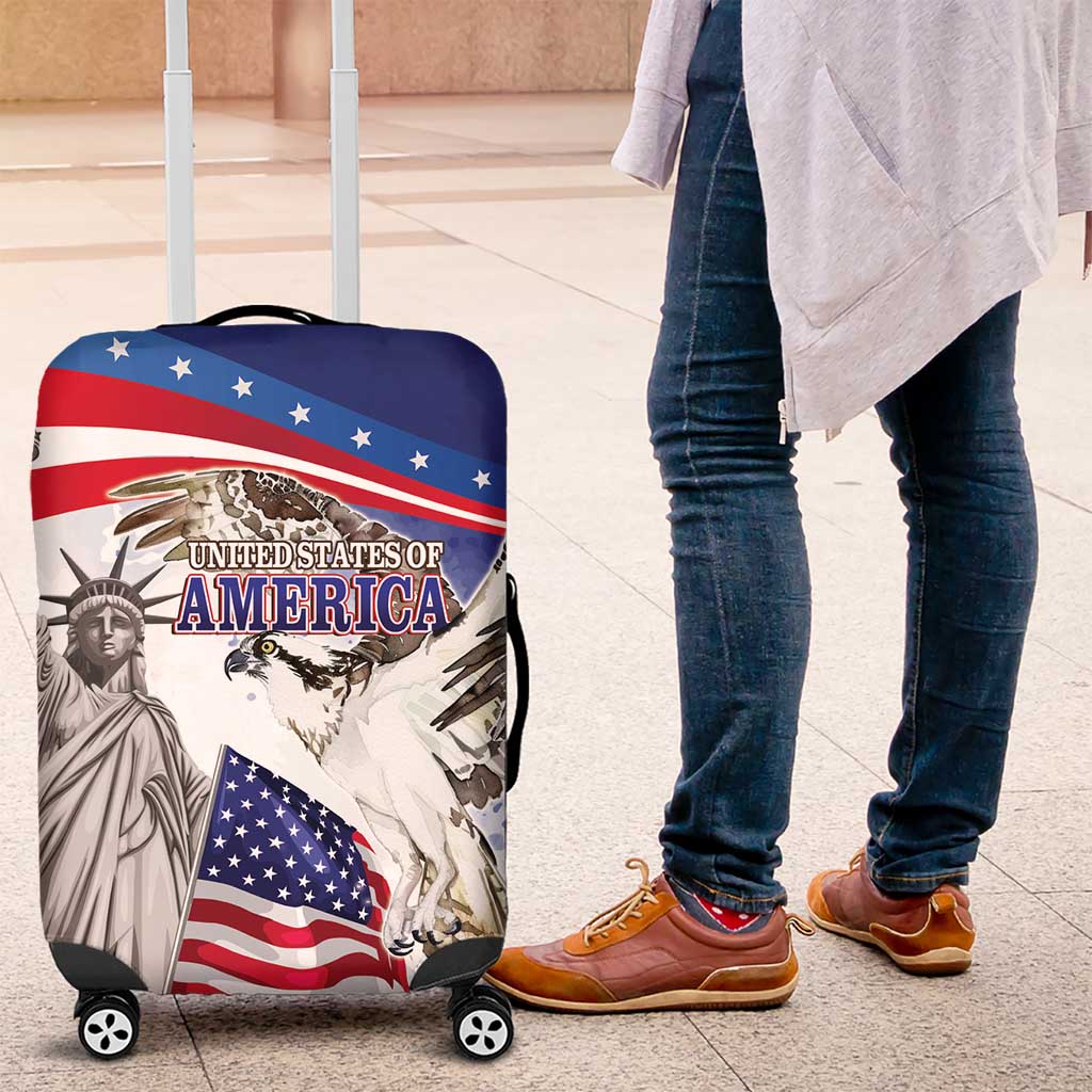 United States 4th Of July Luggage Cover USA Osprey 250 Years Of Freedom