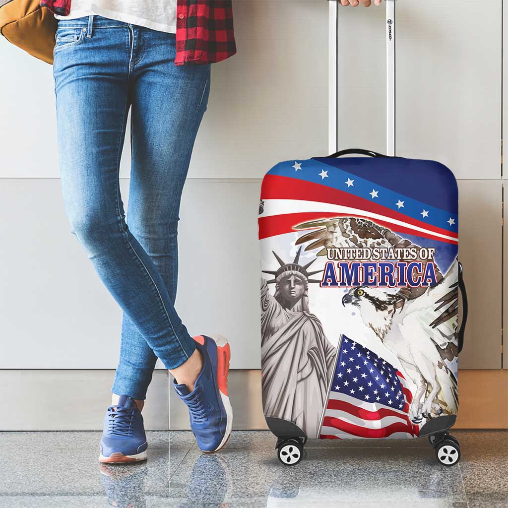 United States 4th Of July Luggage Cover USA Osprey 250 Years Of Freedom