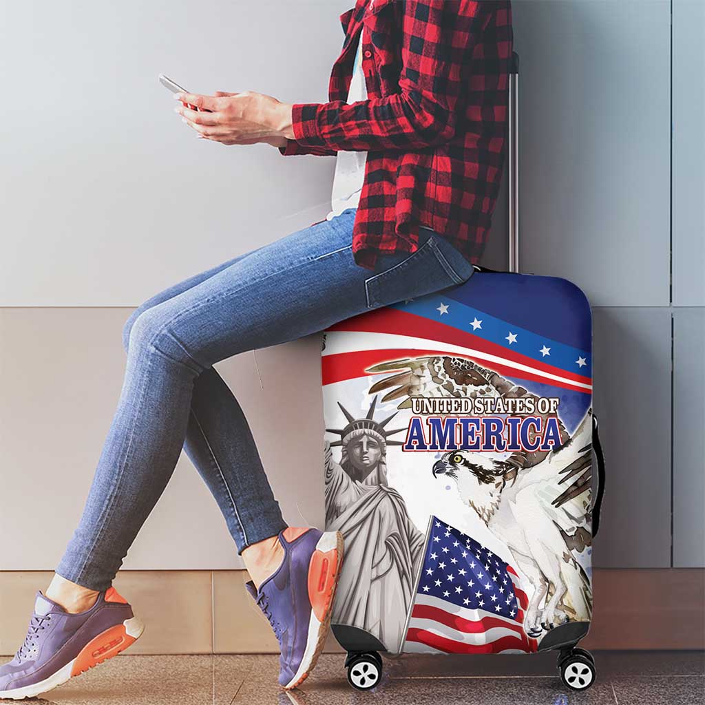 United States 4th Of July Luggage Cover USA Osprey 250 Years Of Freedom
