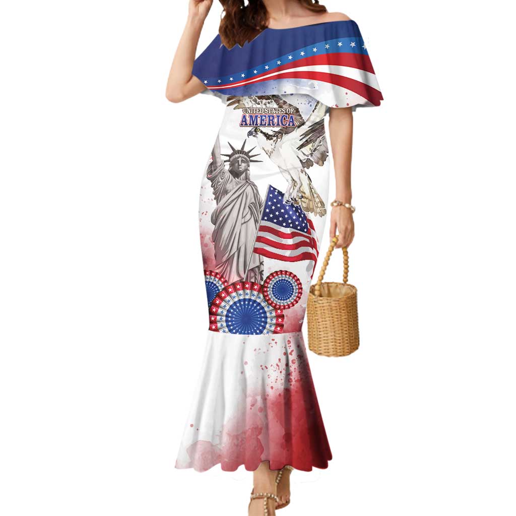 United States 4th Of July Mermaid Dress USA Osprey 250 Years Of Freedom