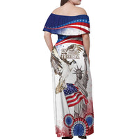 United States 4th Of July Off Shoulder Maxi Dress USA Osprey 250 Years Of Freedom