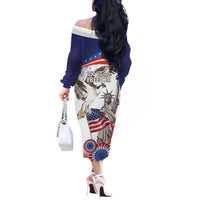 United States 4th Of July Off The Shoulder Long Sleeve Dress USA Osprey 250 Years Of Freedom