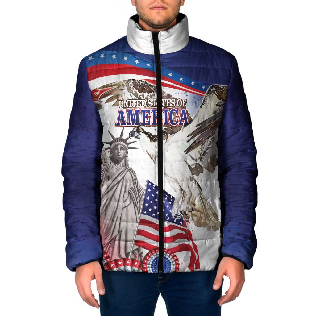 United States 4th Of July Padded Jacket USA Osprey 250 Years Of Freedom