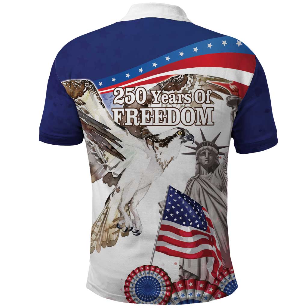 United States 4th Of July Polo Shirt USA Osprey 250 Years Of Freedom