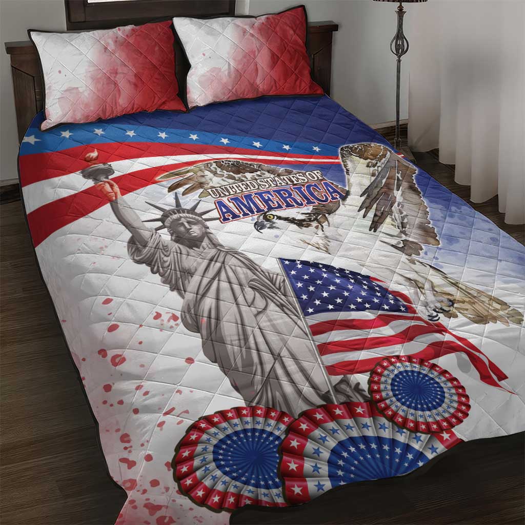 United States 4th Of July Quilt Bed Set USA Osprey 250 Years Of Freedom