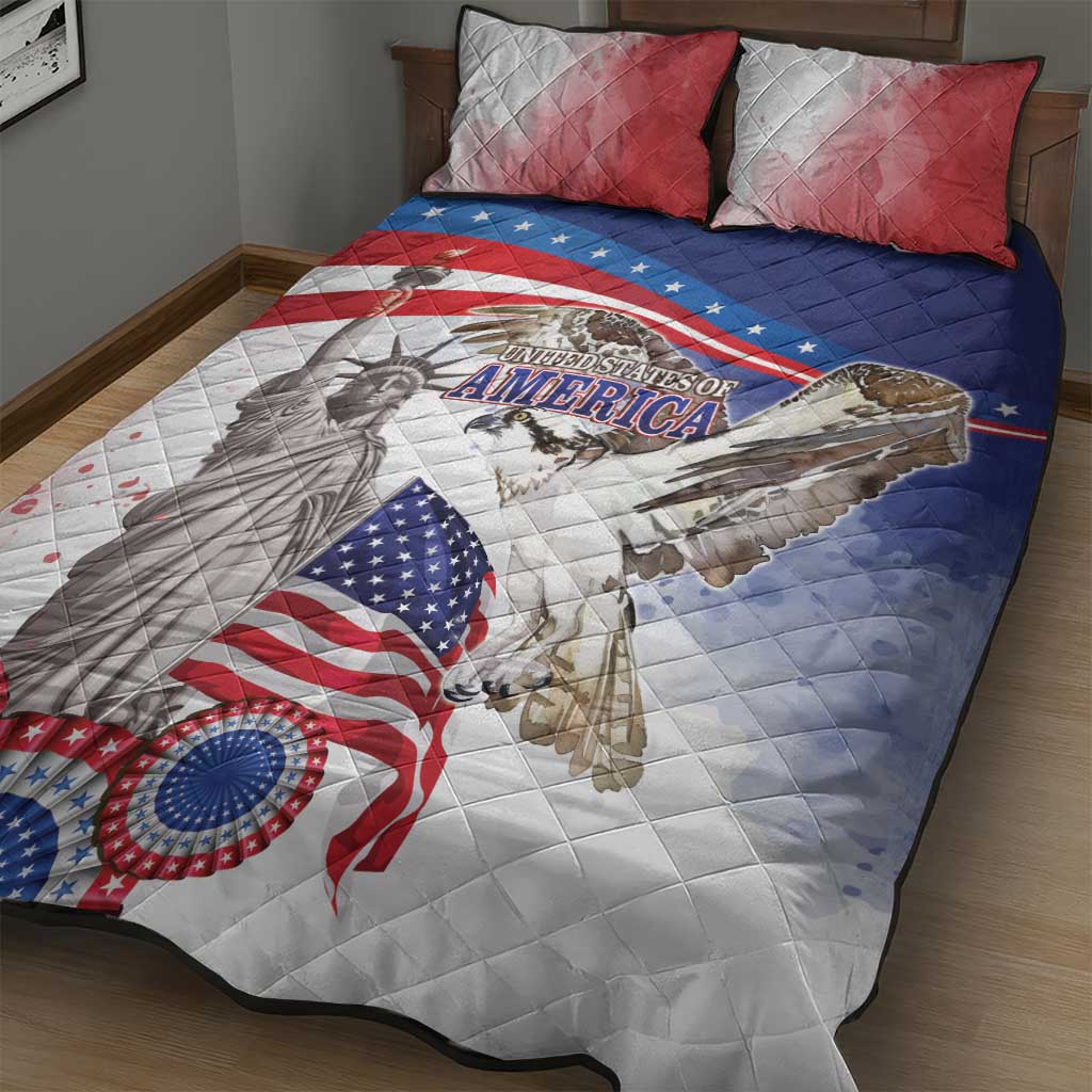 United States 4th Of July Quilt Bed Set USA Osprey 250 Years Of Freedom