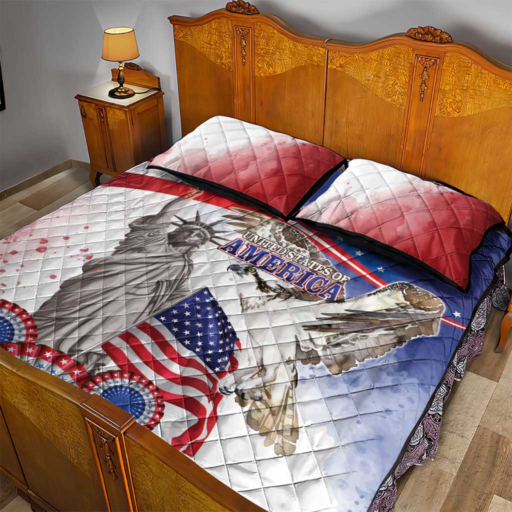 United States 4th Of July Quilt Bed Set USA Osprey 250 Years Of Freedom