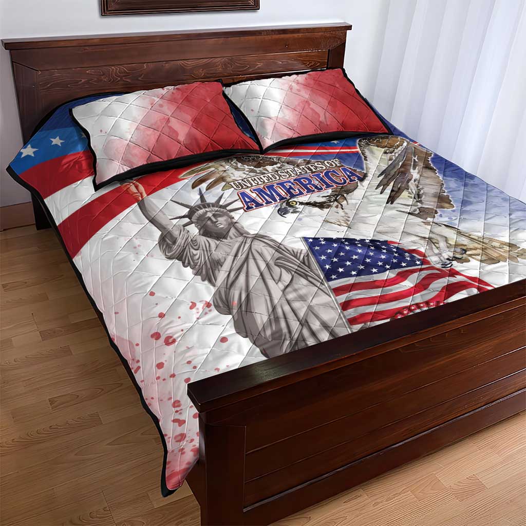 United States 4th Of July Quilt Bed Set USA Osprey 250 Years Of Freedom