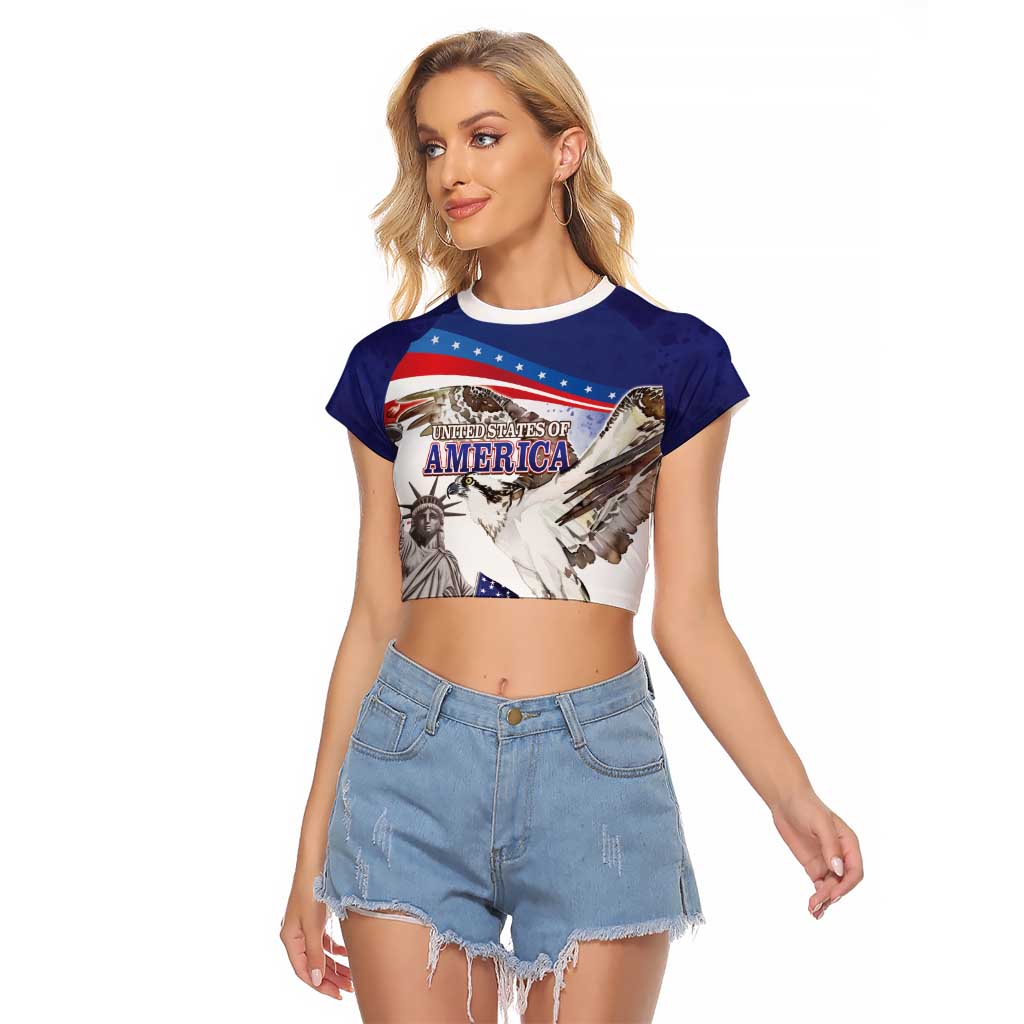 United States 4th Of July Raglan Cropped T Shirt USA Osprey 250 Years Of Freedom