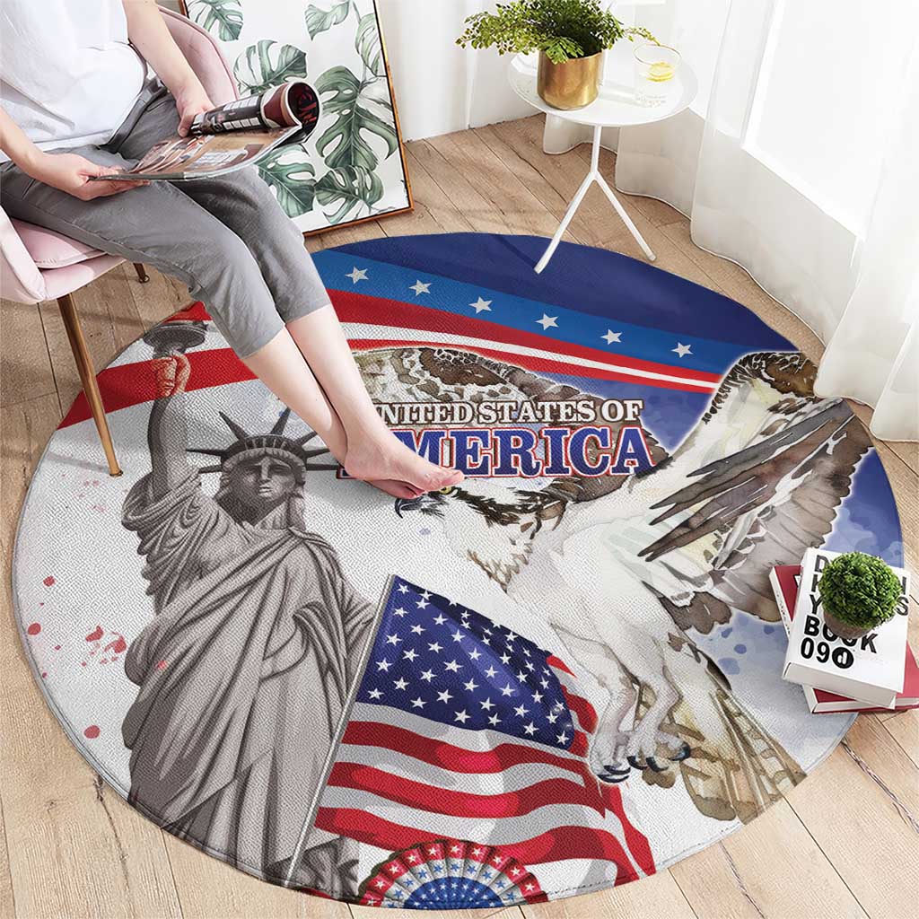 United States 4th Of July Round Carpet USA Osprey 250 Years Of Freedom