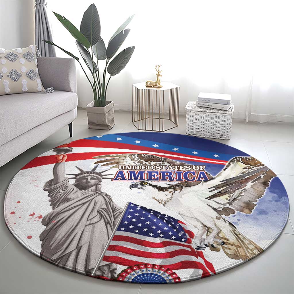 United States 4th Of July Round Carpet USA Osprey 250 Years Of Freedom