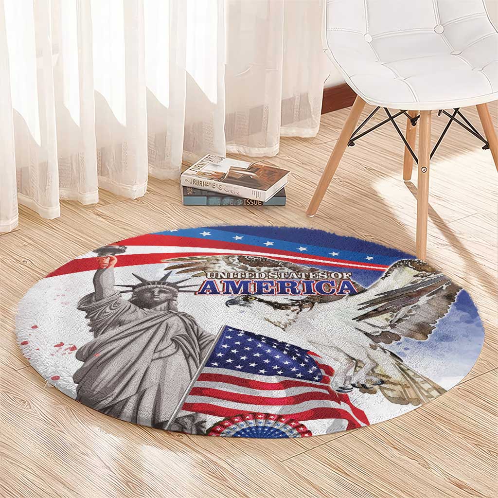 United States 4th Of July Round Carpet USA Osprey 250 Years Of Freedom