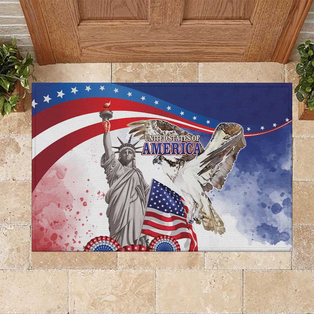 United States 4th Of July Rubber Doormat USA Osprey 250 Years Of Freedom