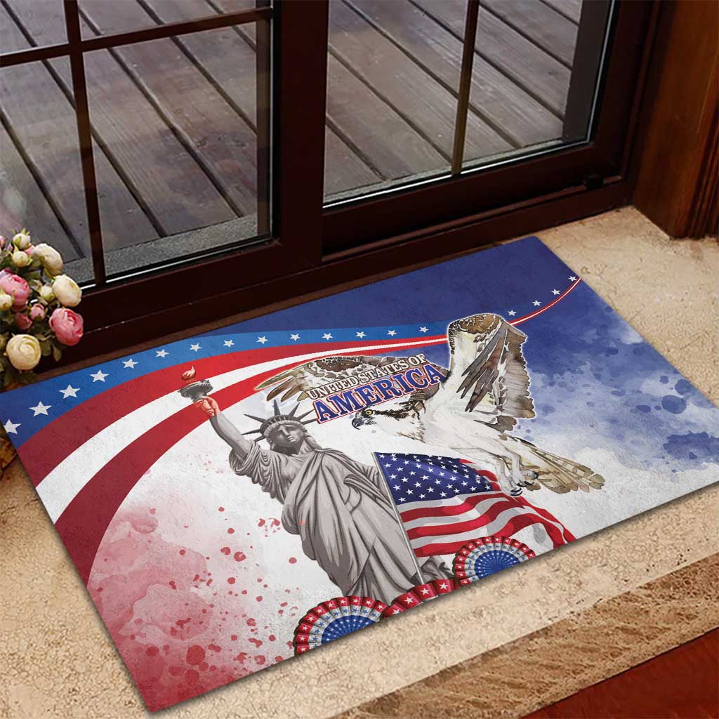 United States 4th Of July Rubber Doormat USA Osprey 250 Years Of Freedom