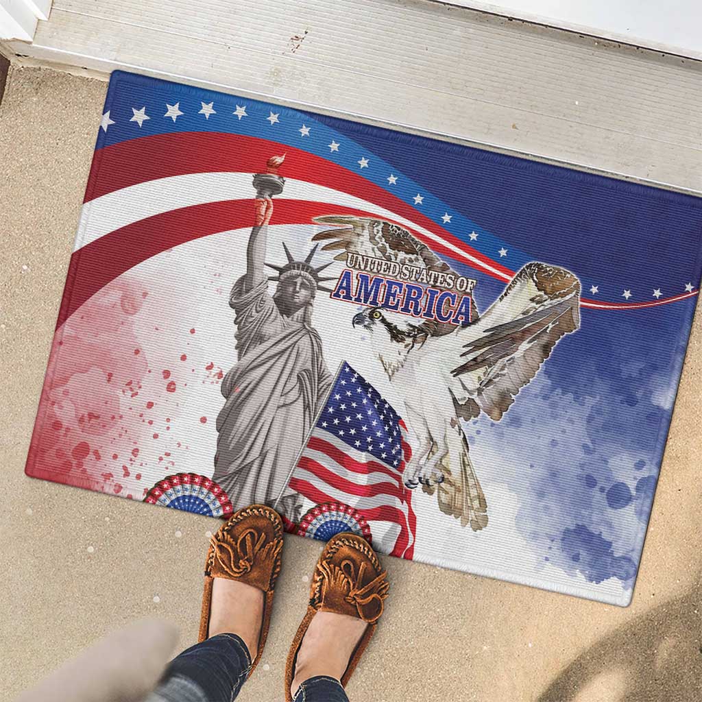 United States 4th Of July Rubber Doormat USA Osprey 250 Years Of Freedom