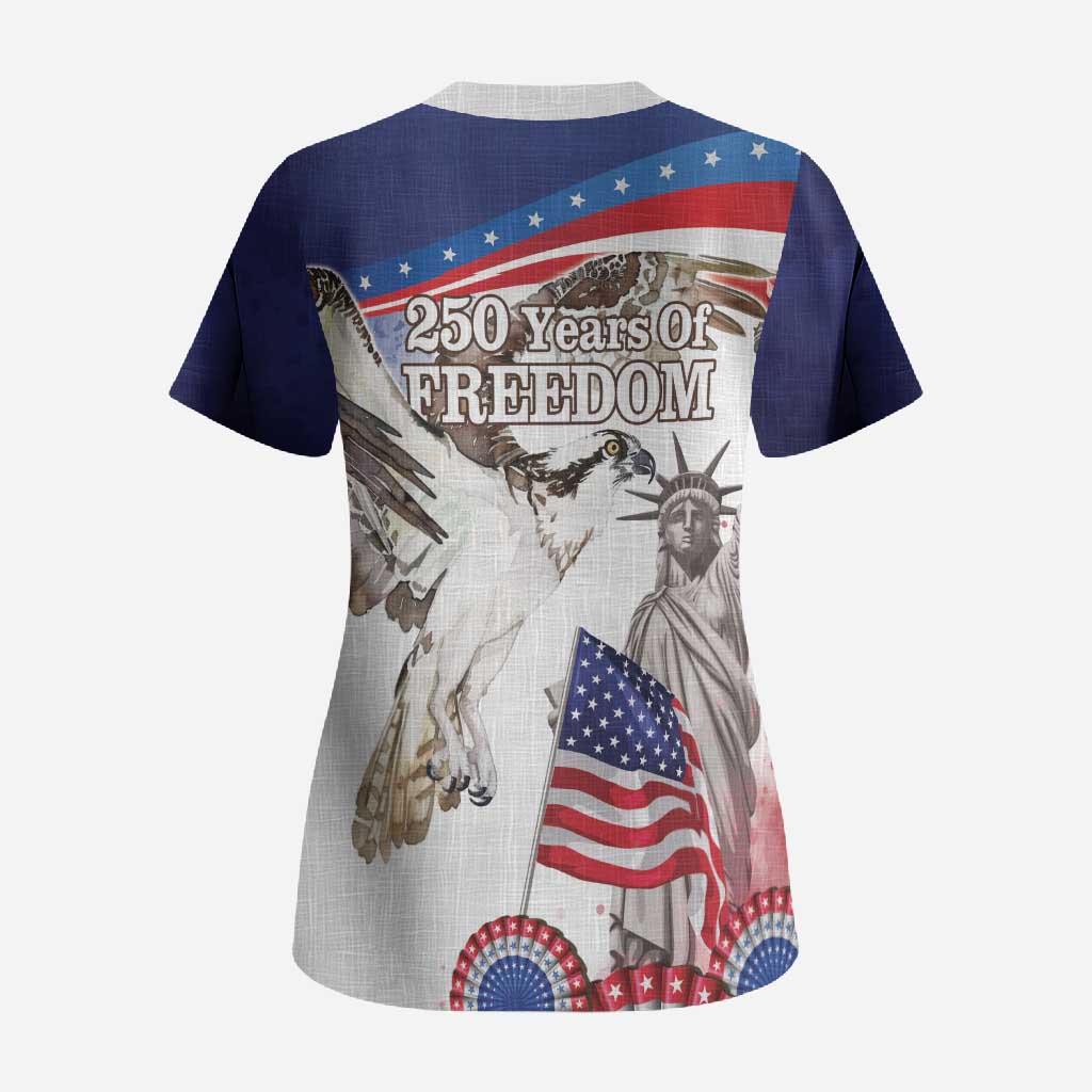 United States 4th Of July Scrub Top USA Osprey 250 Years Of Freedom