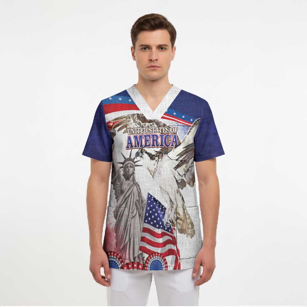 United States 4th Of July Scrub Top USA Osprey 250 Years Of Freedom