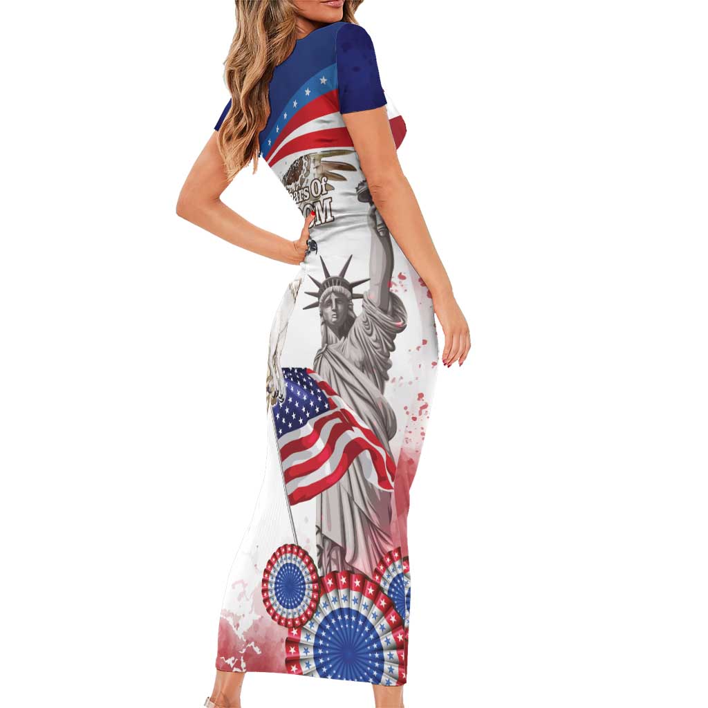 United States 4th Of July Short Sleeve Bodycon Dress USA Osprey 250 Years Of Freedom