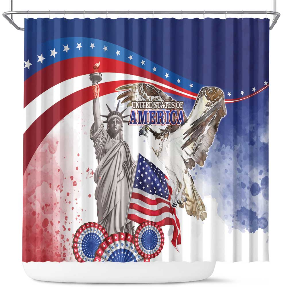 United States 4th Of July Shower Curtain USA Osprey 250 Years Of Freedom