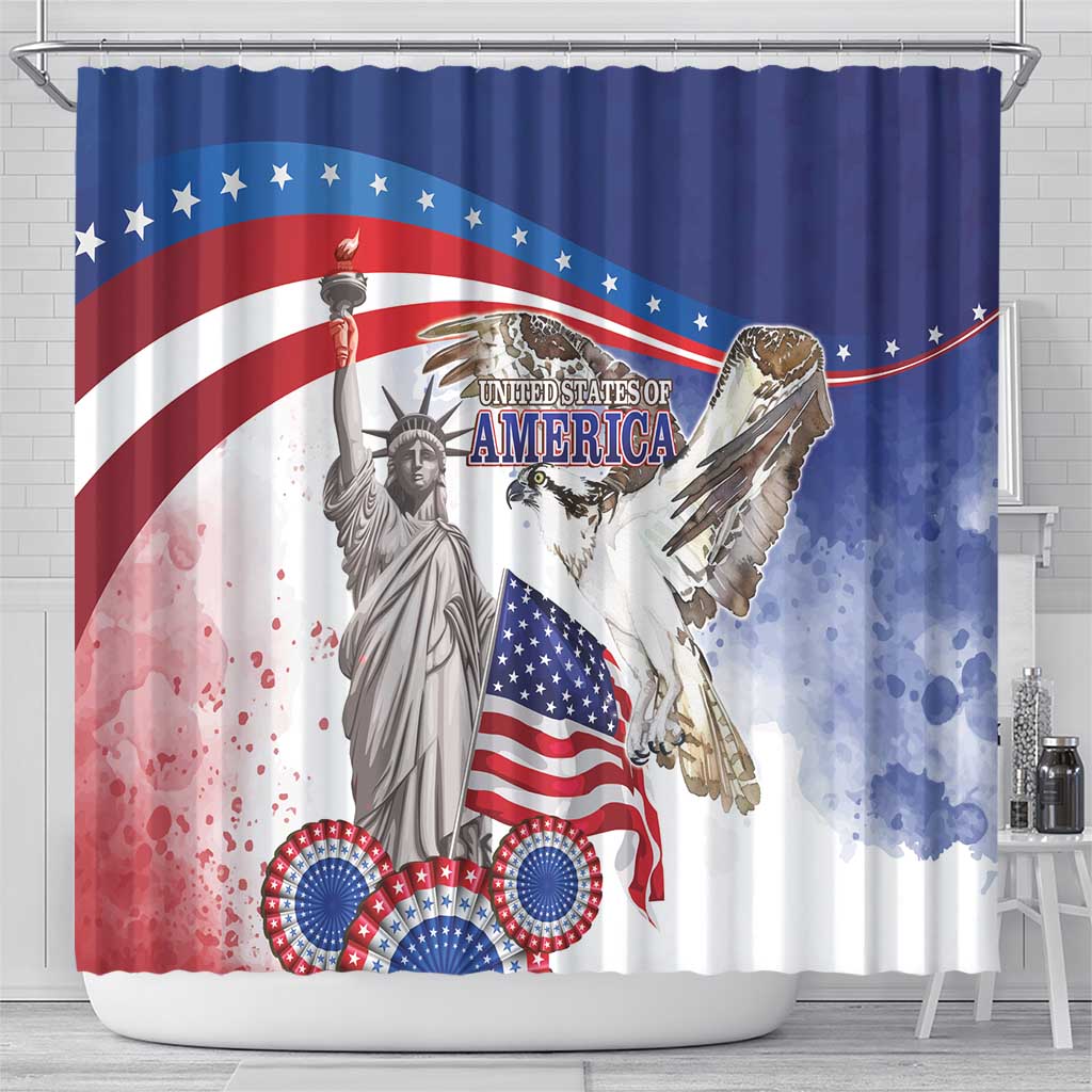United States 4th Of July Shower Curtain USA Osprey 250 Years Of Freedom