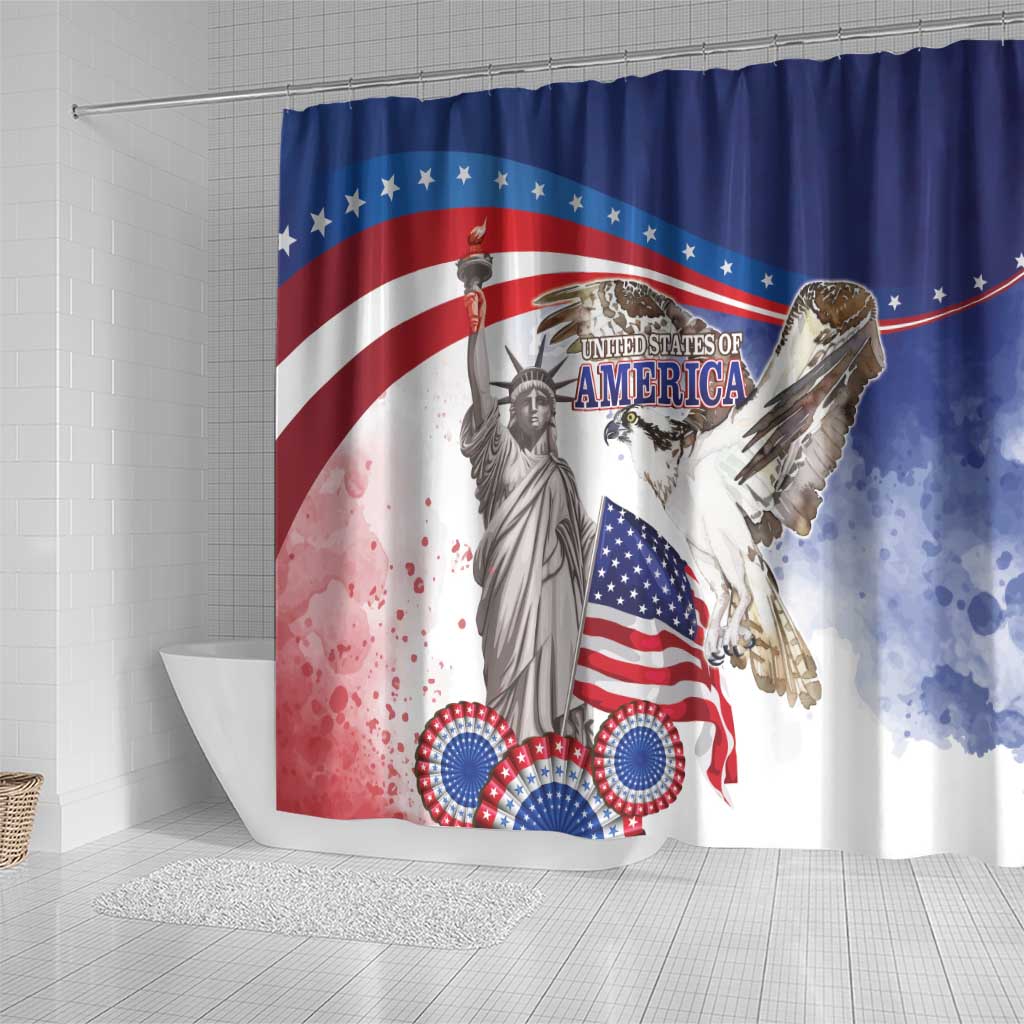 United States 4th Of July Shower Curtain USA Osprey 250 Years Of Freedom