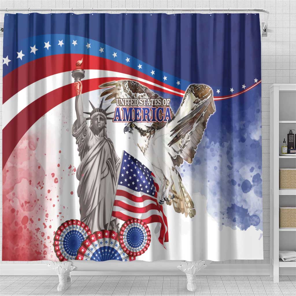 United States 4th Of July Shower Curtain USA Osprey 250 Years Of Freedom