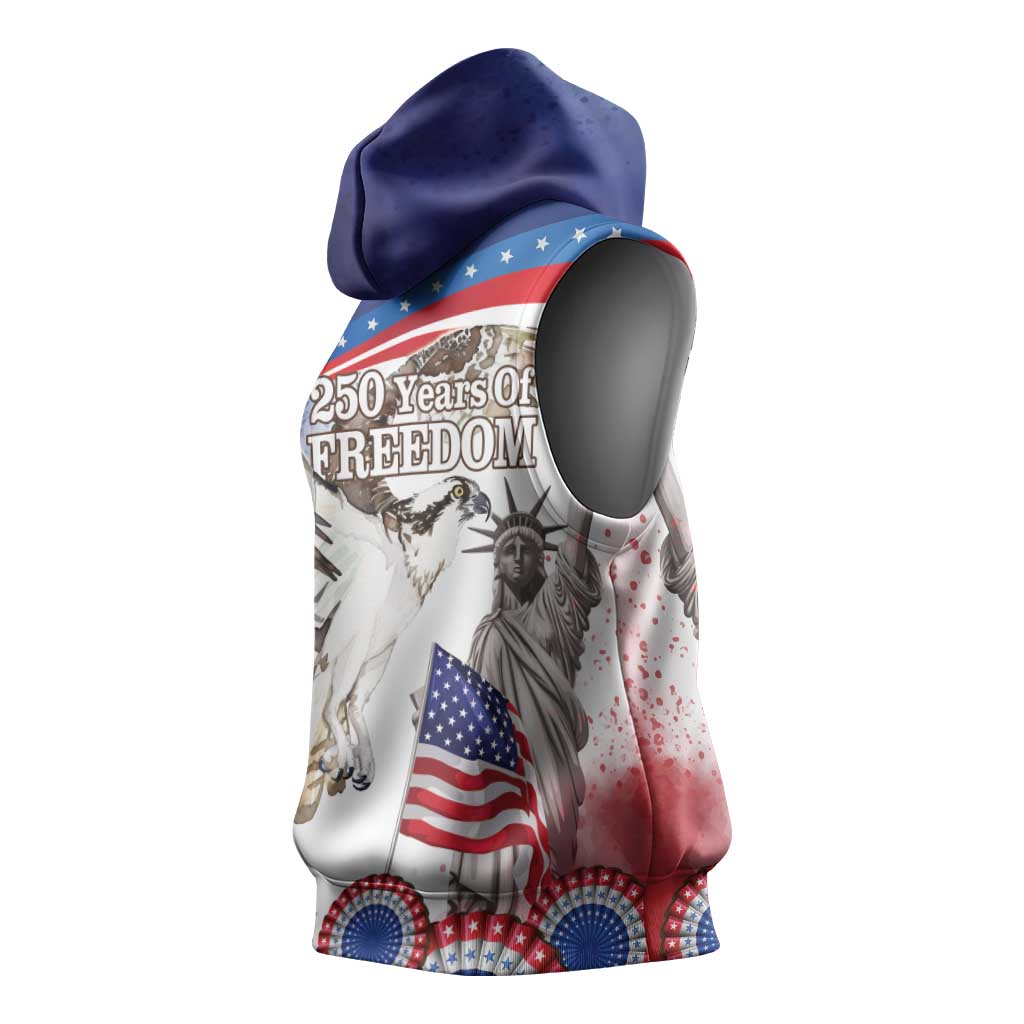 United States 4th Of July Sleeveless Hoodie USA Osprey 250 Years Of Freedom
