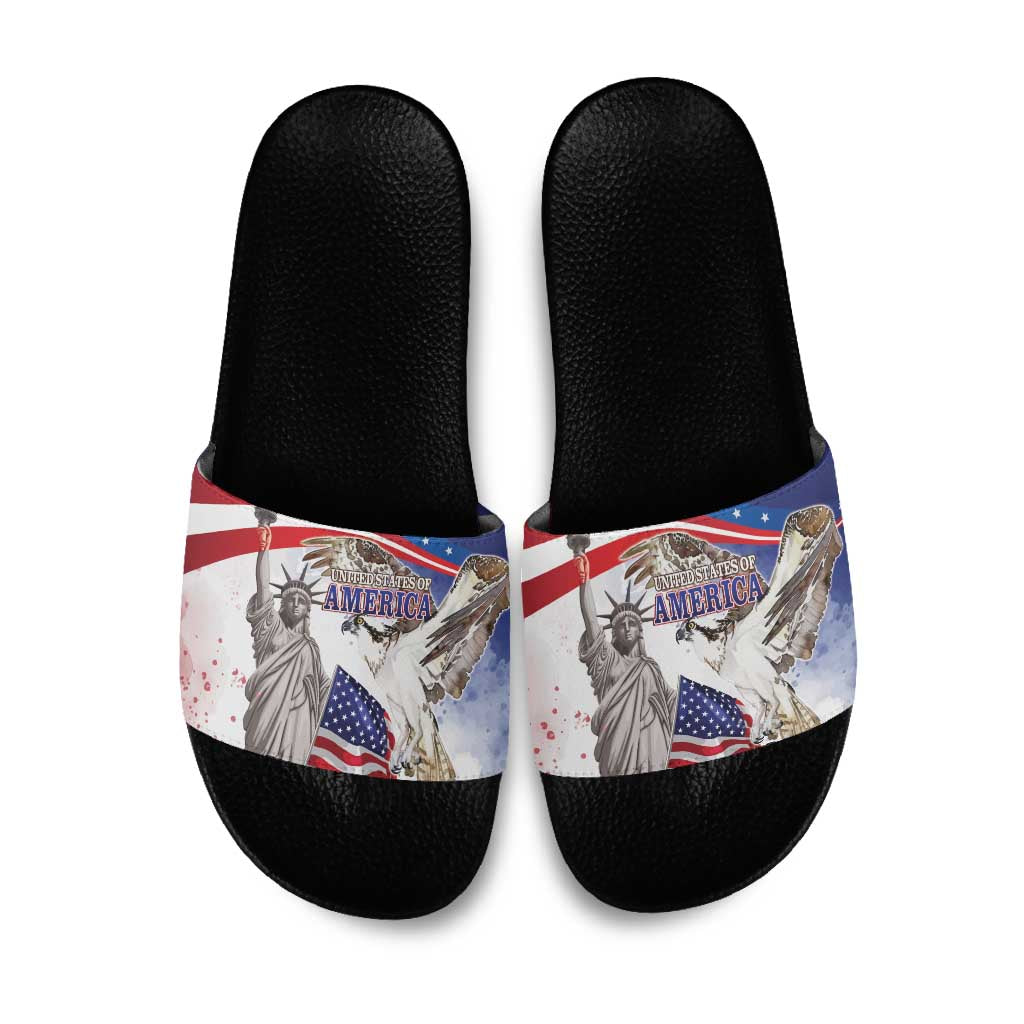 United States 4th Of July Slide Sandals USA Osprey 250 Years Of Freedom