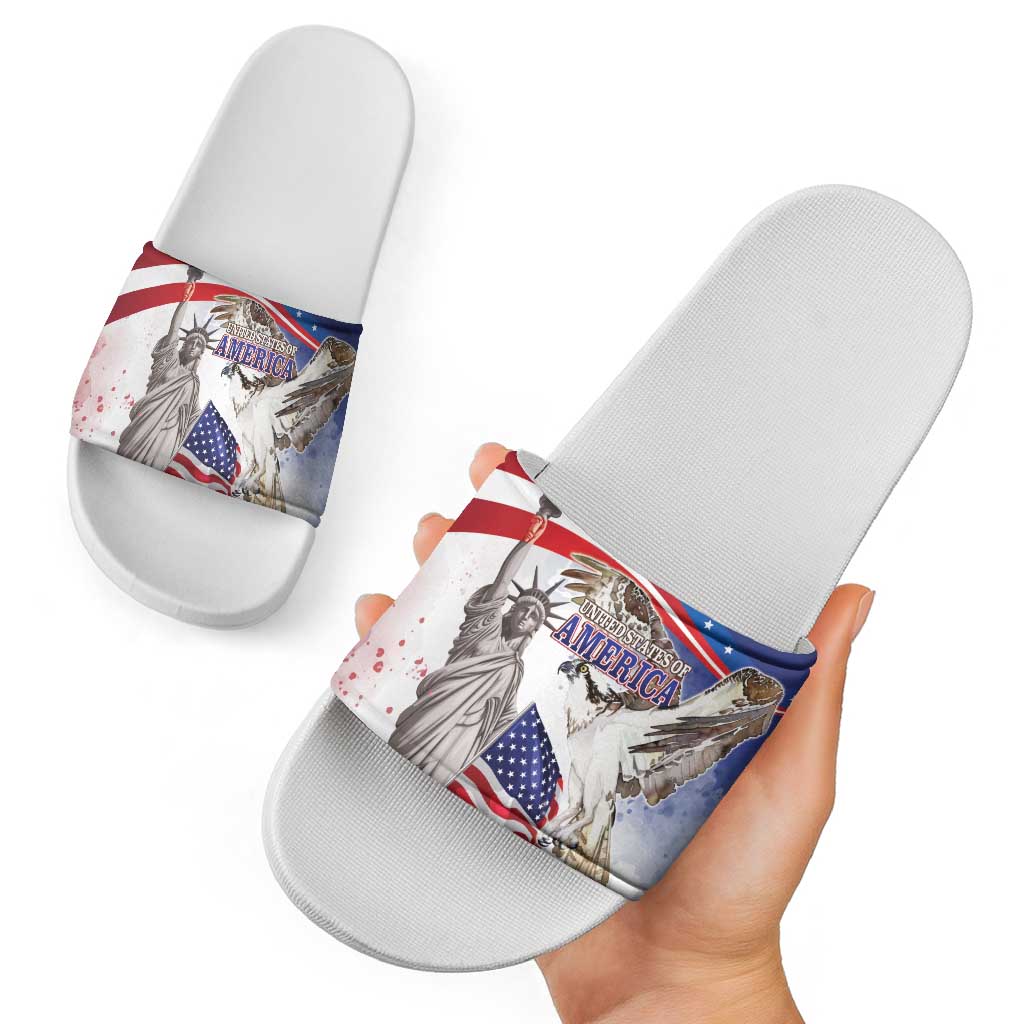 United States 4th Of July Slide Sandals USA Osprey 250 Years Of Freedom