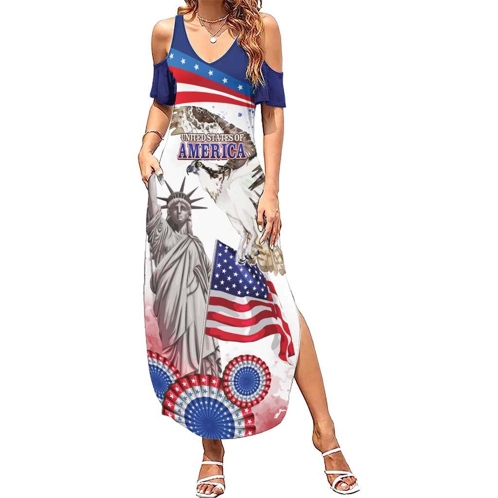 United States 4th Of July Summer Maxi Dress USA Osprey 250 Years Of Freedom