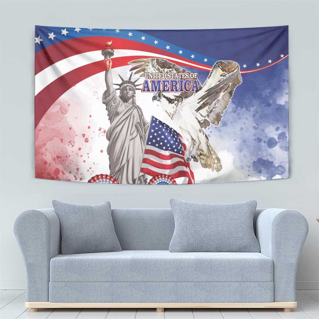 United States 4th Of July Tapestry USA Osprey 250 Years Of Freedom