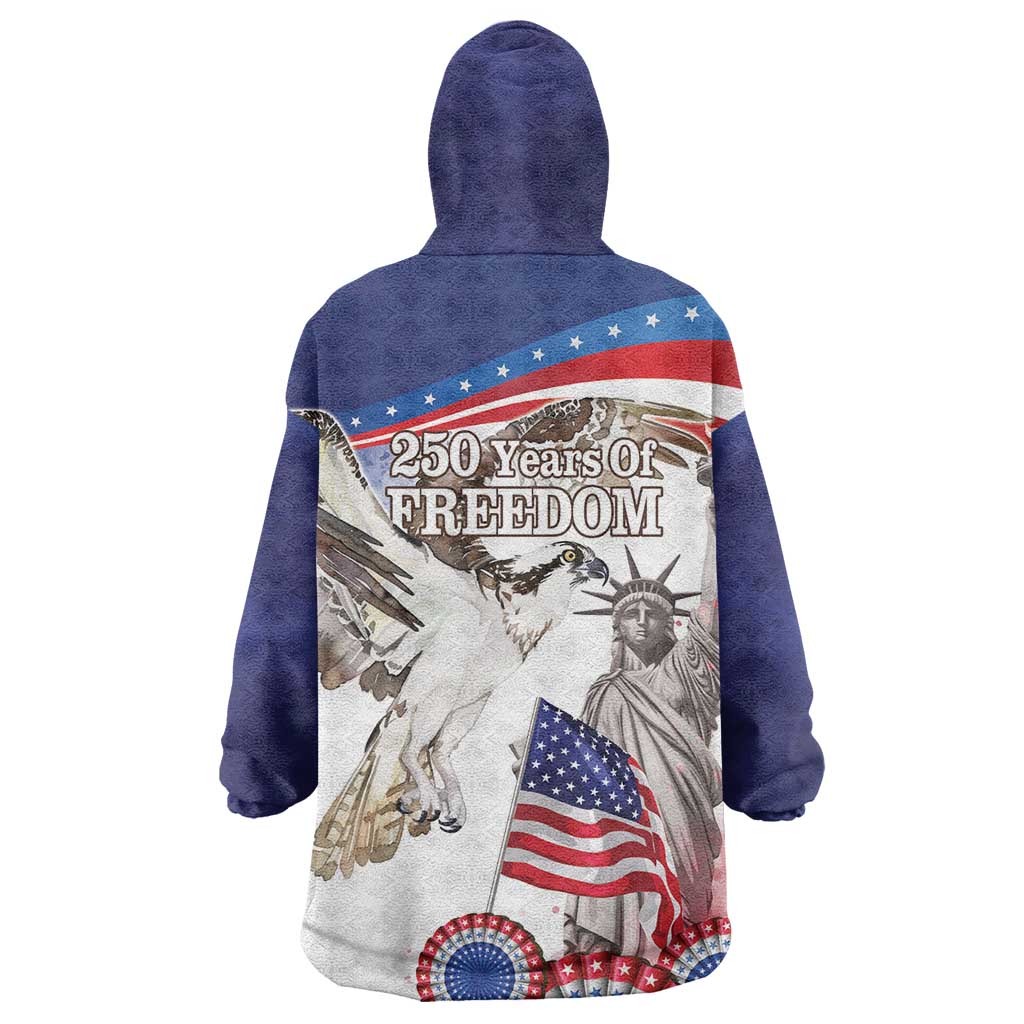 United States 4th Of July Wearable Blanket Hoodie USA Osprey 250 Years Of Freedom