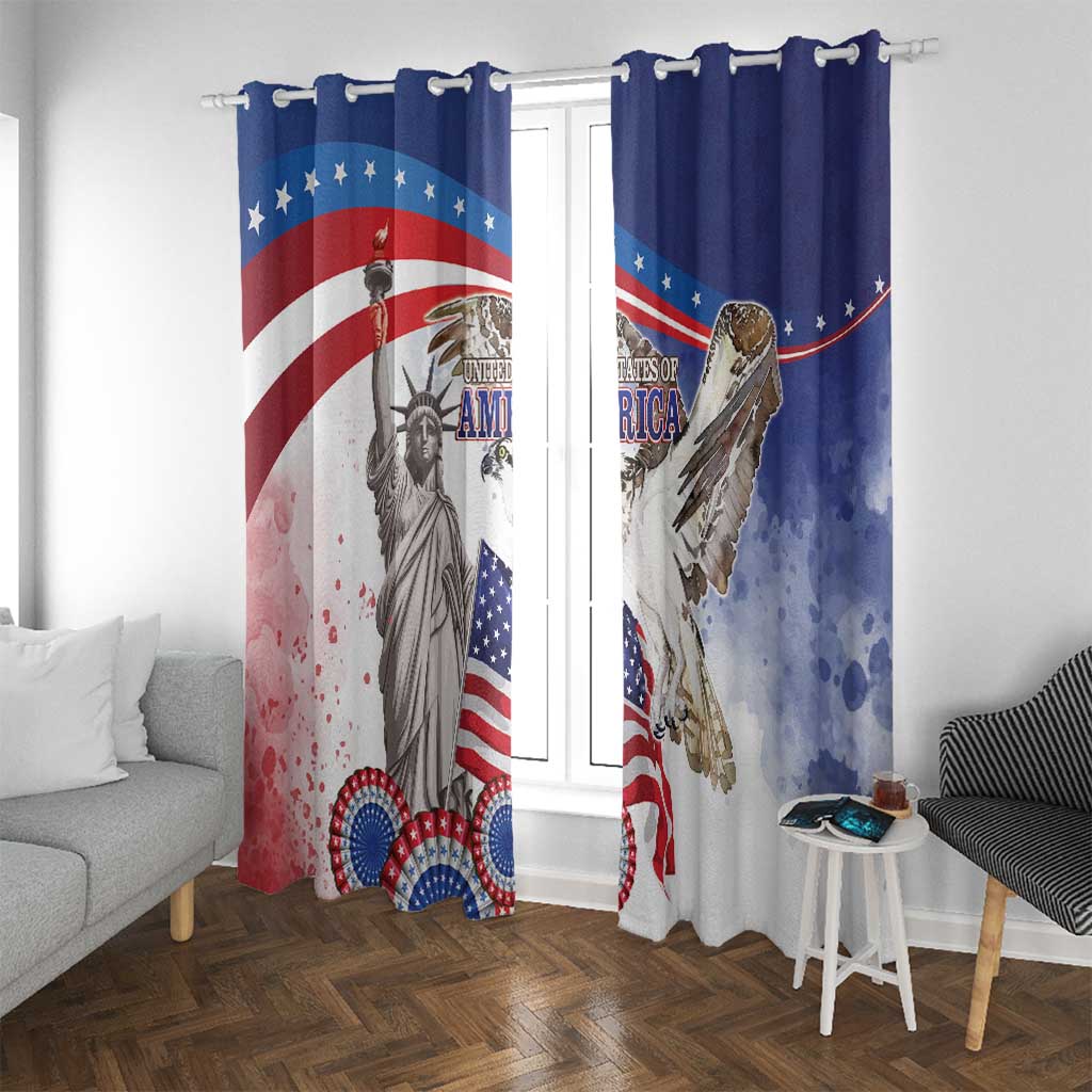 United States 4th Of July Window Curtain USA Osprey 250 Years Of Freedom