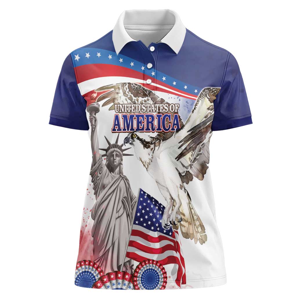 United States 4th Of July Women Polo Shirt USA Osprey 250 Years Of Freedom