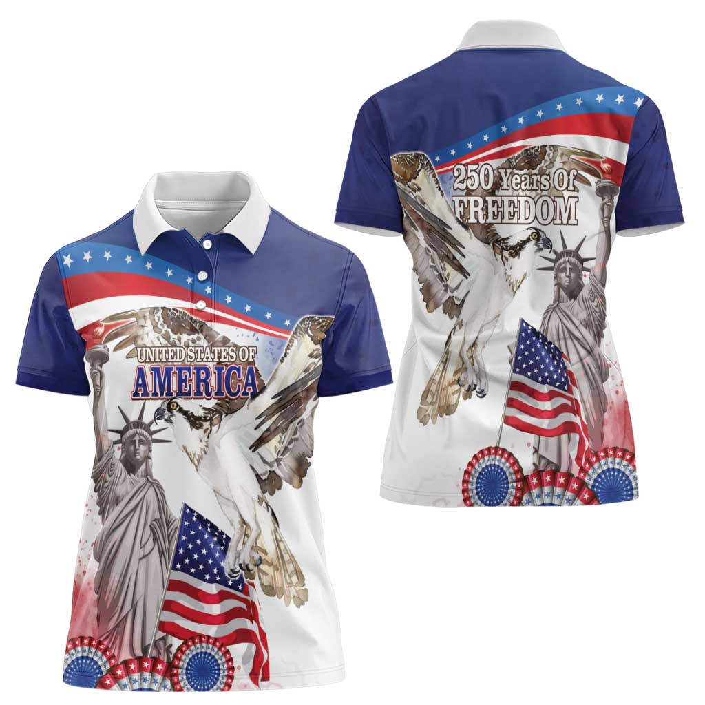 United States 4th Of July Women Polo Shirt USA Osprey 250 Years Of Freedom