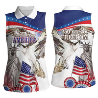 United States 4th Of July Women Sleeveless Polo Shirt USA Osprey 250 Years Of Freedom