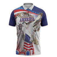 United States 4th Of July Zipper Polo Shirt USA Osprey 250 Years Of Freedom