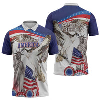 United States 4th Of July Zipper Polo Shirt USA Osprey 250 Years Of Freedom