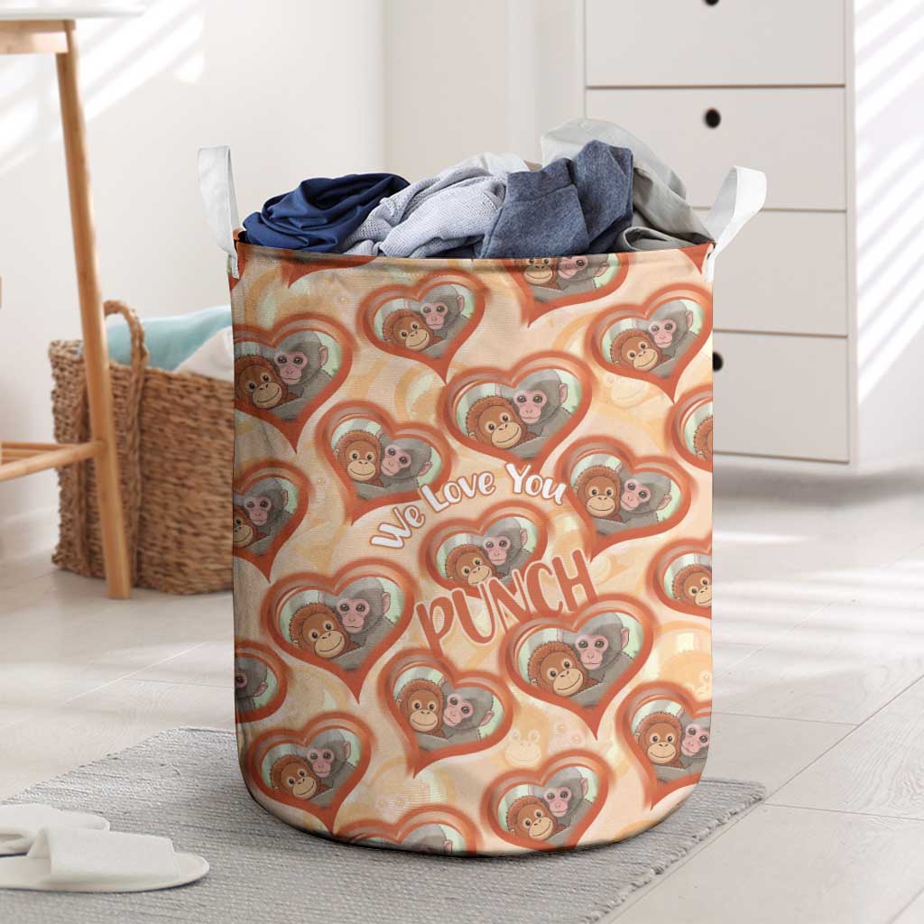 Punch The Monkey Laundry Basket We Love You Seamless Heart Style Orange