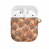 Punch The Monkey AirPods Case We Love You Seamless Heart Style Orange