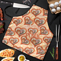 Punch The Monkey Apron We Love You Seamless Heart Style Orange