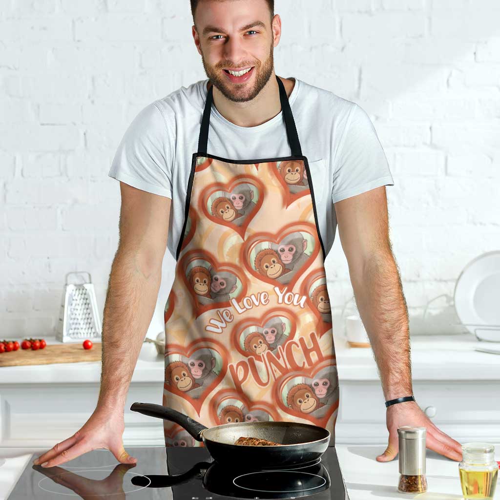 Punch The Monkey Apron We Love You Seamless Heart Style Orange