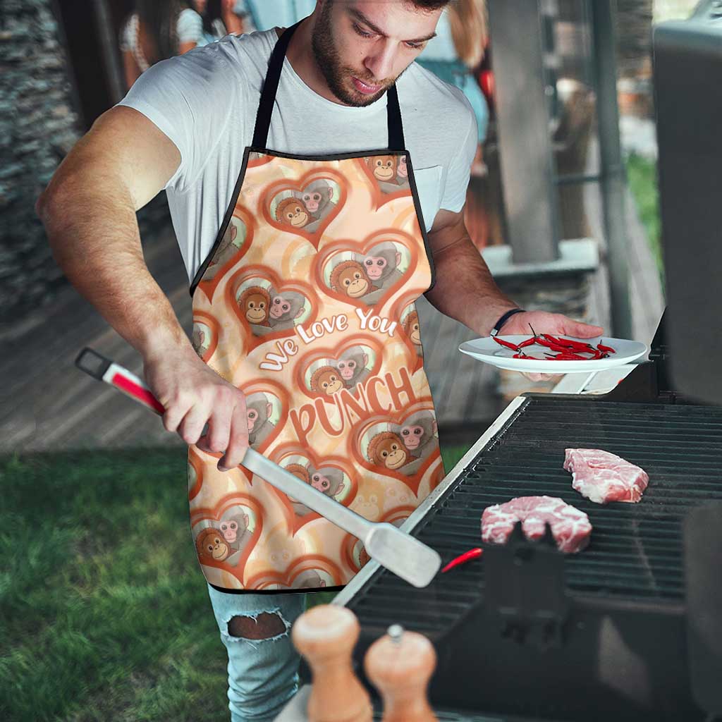 Punch The Monkey Apron We Love You Seamless Heart Style Orange