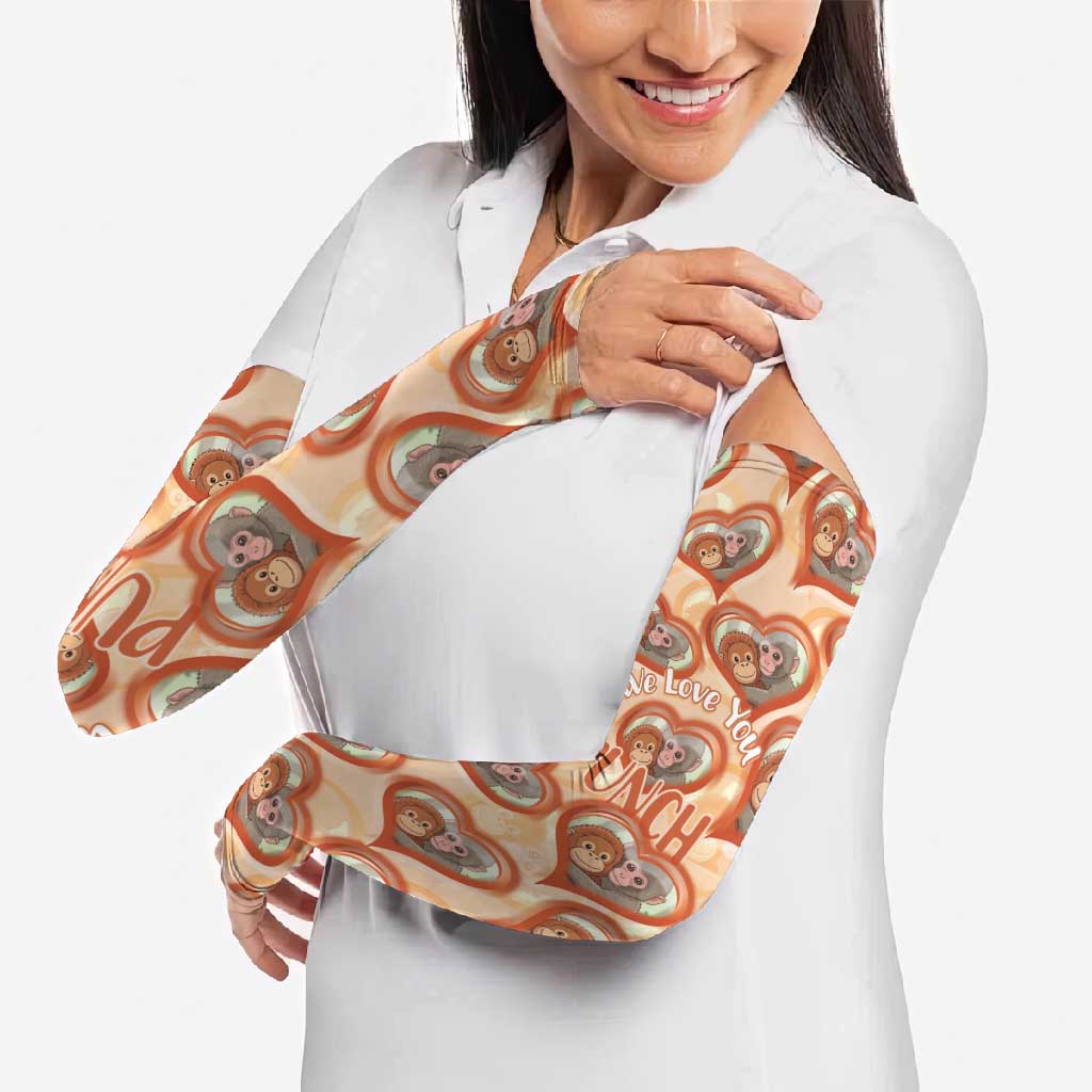 Punch The Monkey Arm Sleeves We Love You Seamless Heart Style Orange