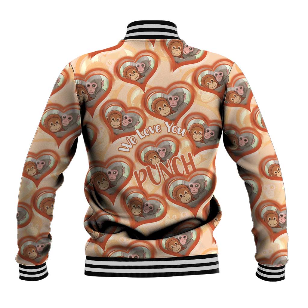 Punch The Monkey Baseball Jacket We Love You Seamless Heart Style Orange